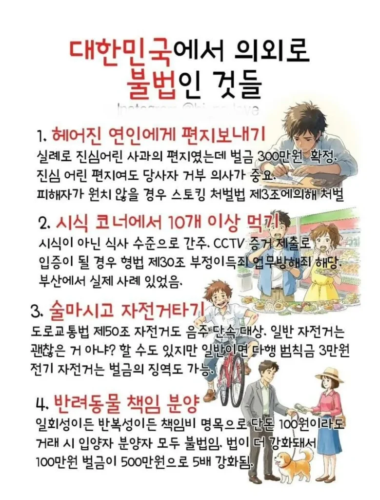 한국에서 의외로 불법인 행위들