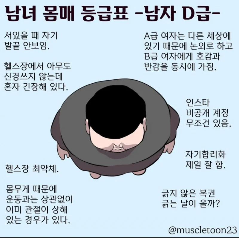 남녀 몸매 등급표 A부터 D까지