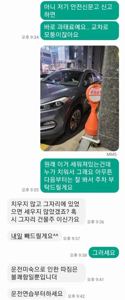 불법주차 차량 차주, 따끔한 충고