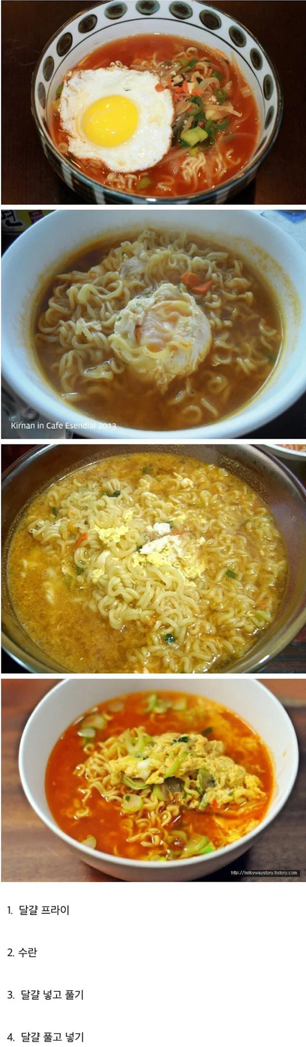 달걀, 라면에 넣는 방식