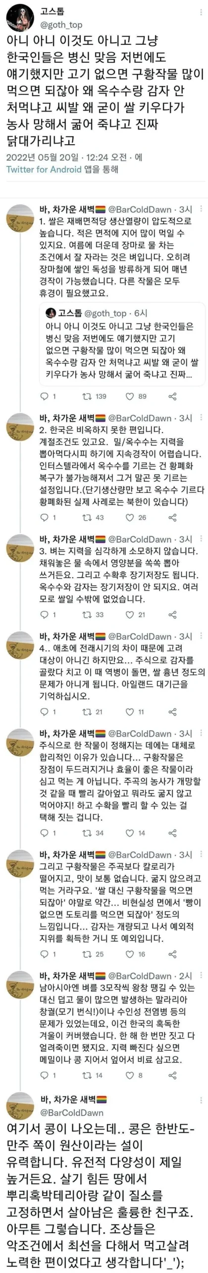 한국인은 왜 쌀을 심고 구황작물을 심지 않는가?