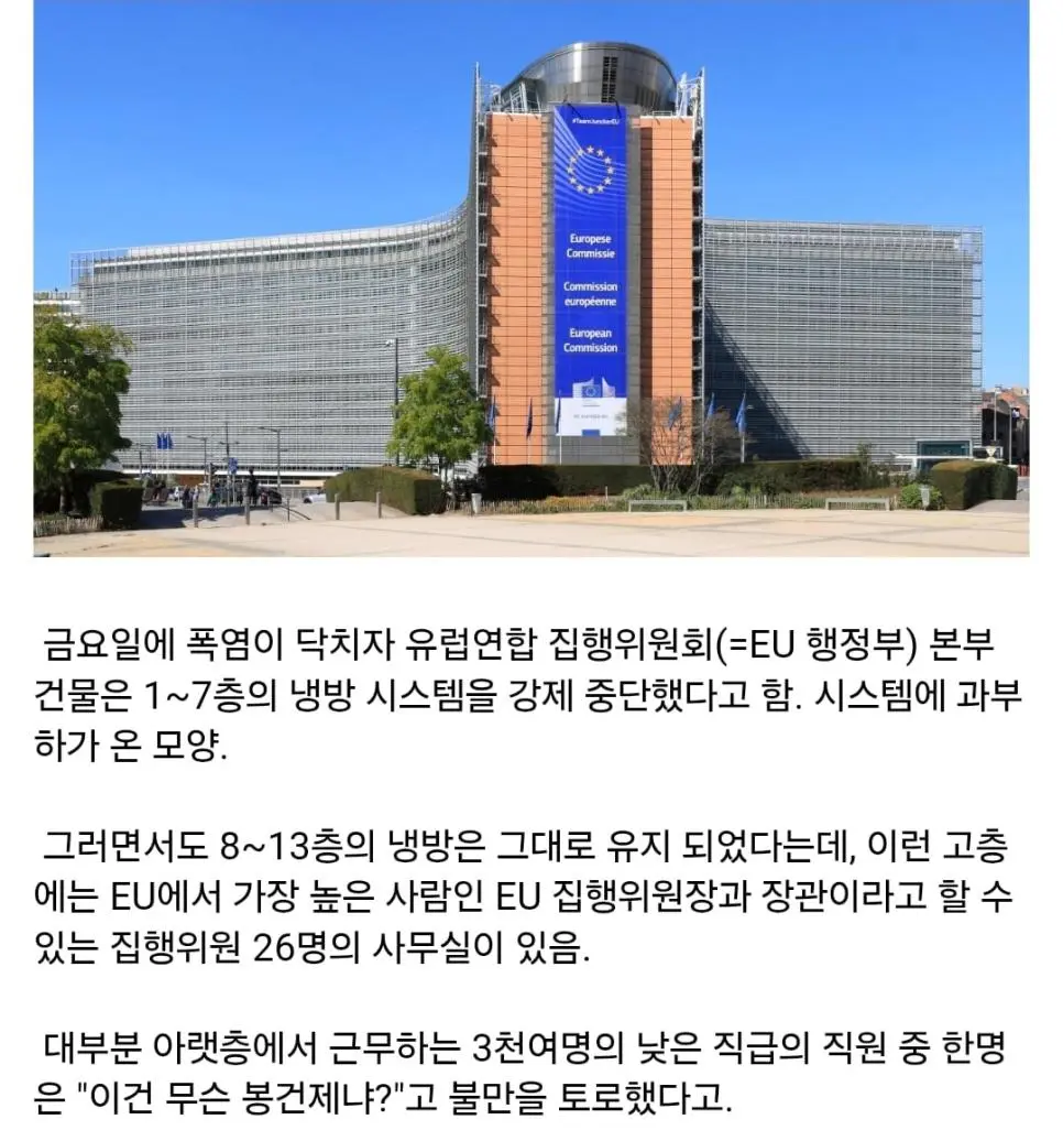 유럽 폭염, EU 행정 본부에서 벌어진 일