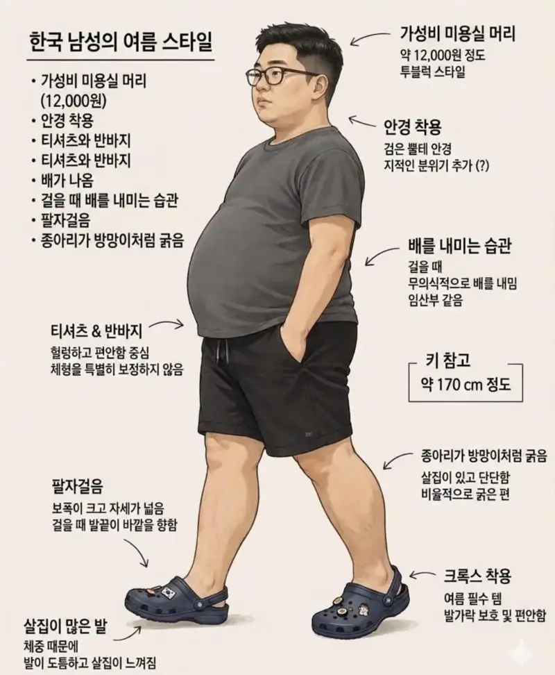 한국 중년 남성 여름 스타일