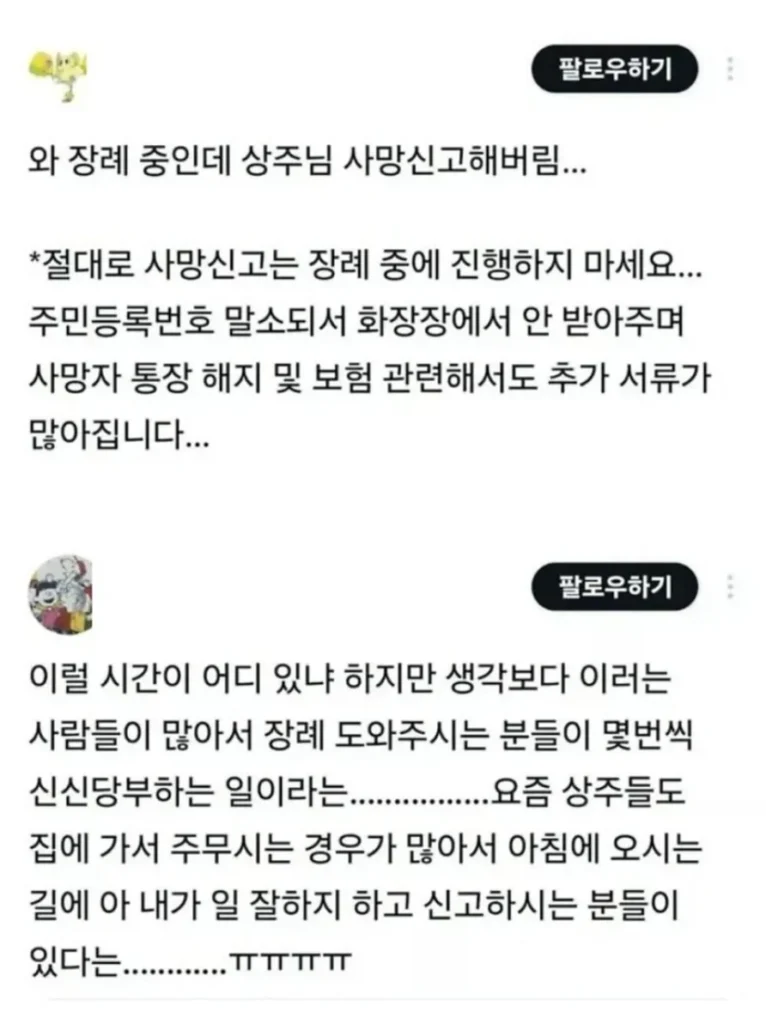 장례 중 사망 신고, 주의해야 할 점