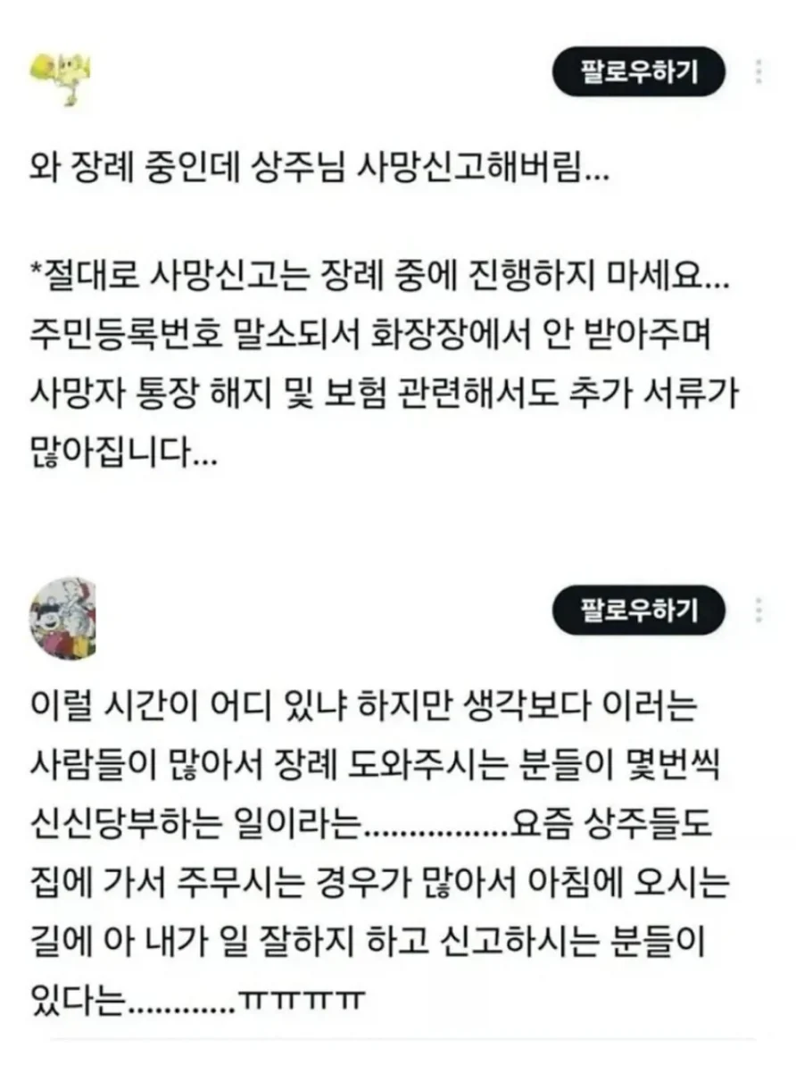 장례 중 사망 신고, 주의해야 할 점