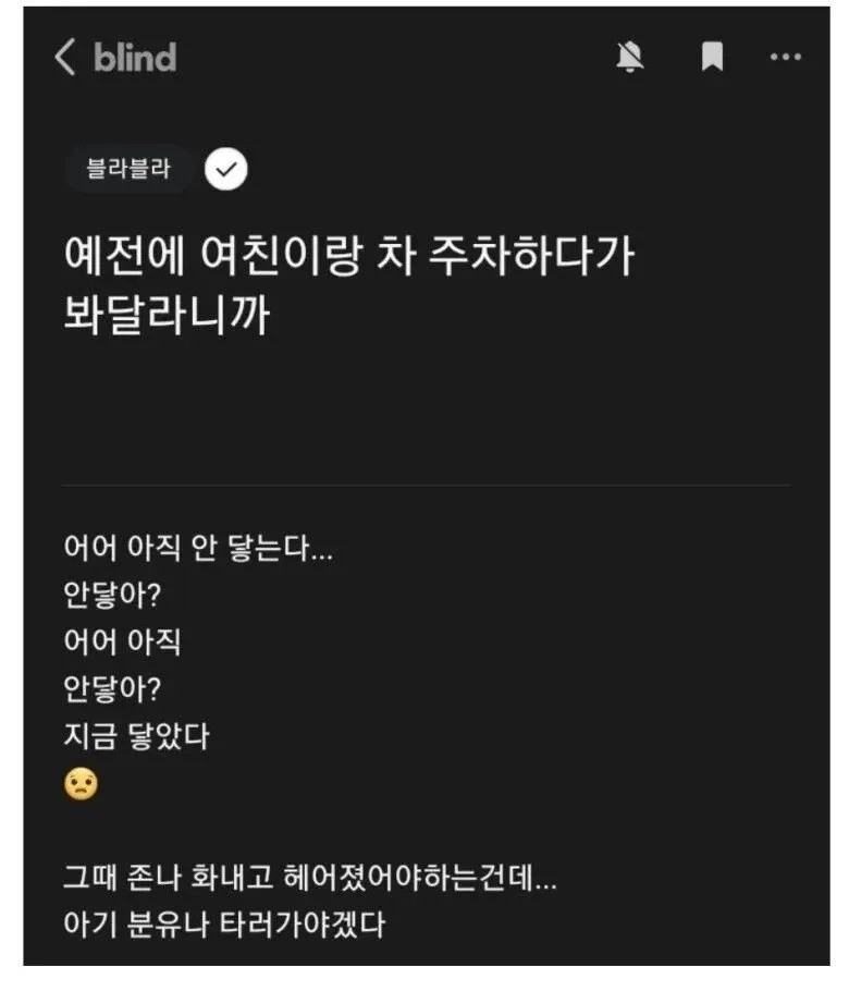 여자친구와 주차 중에 예전에 봐달라고 했던 것