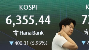 코스피 8%대 추락, 서킷브레이커 발동으로 거래 일시 중단