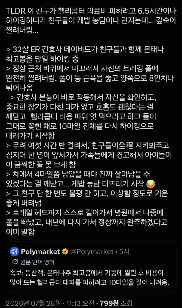 '스틱 꽃힌채 6시간 걸은 남자'의 실제 사진과 그 이유.jpg