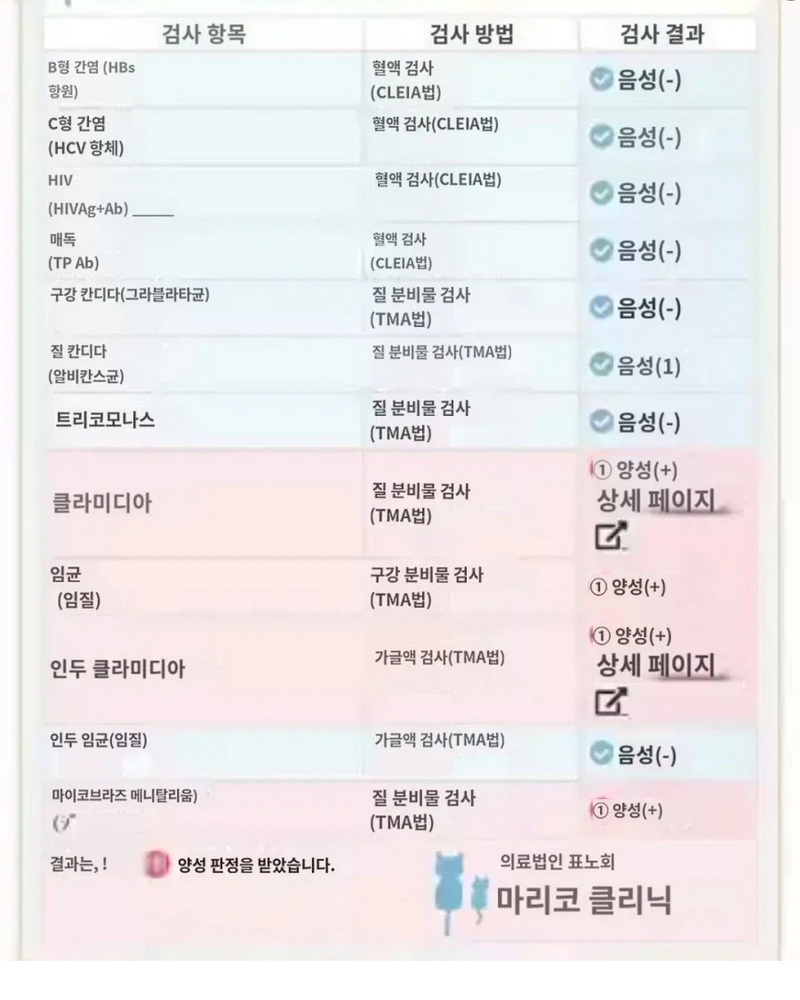 토요코키즈, 일본에서의 성병 검사 결과 공개.jpg