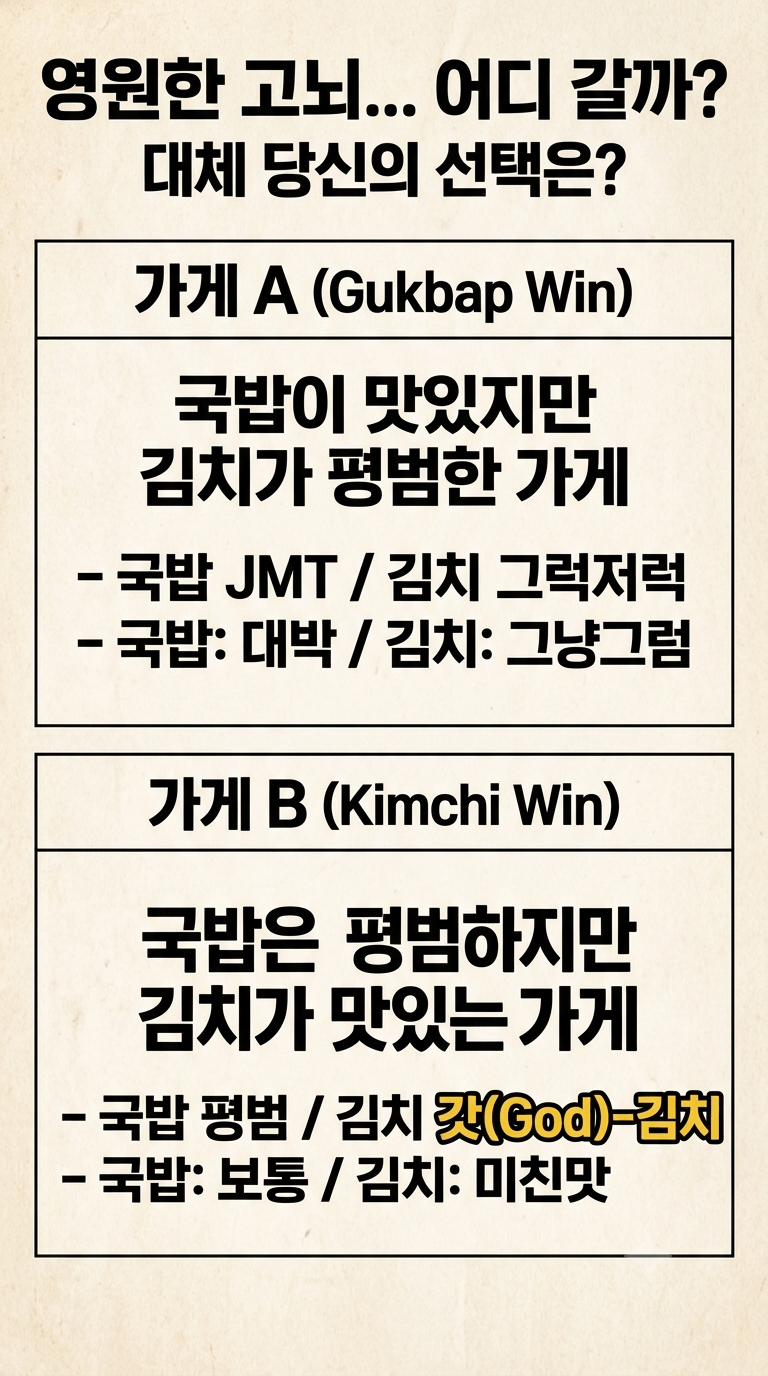국밥 맛집, 평범한 김치 vs 평범한 국밥, 맛있는 김치는 어디에?