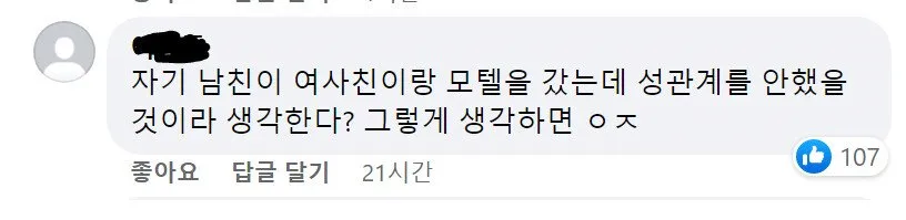 모텔에 함께 들어간 경우, 성관계에 대한 동의 여부에 대한 20대 남녀의 답변