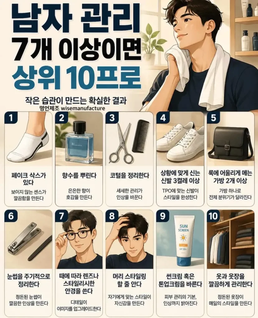 남자 관리 상위 10% 7가지 이상