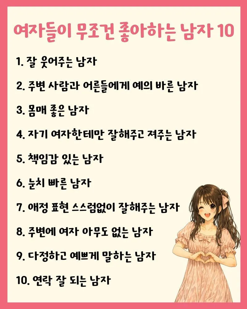 여성들이 호감을 느끼는 남성 10가지