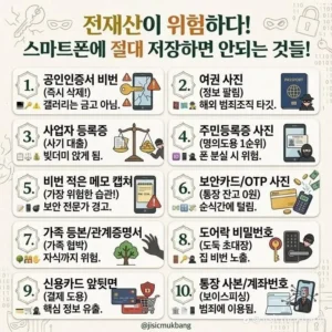 휴대폰 저장 시 주의사항.