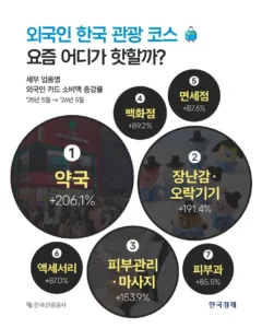 외국인 한국 관광 코스 순위