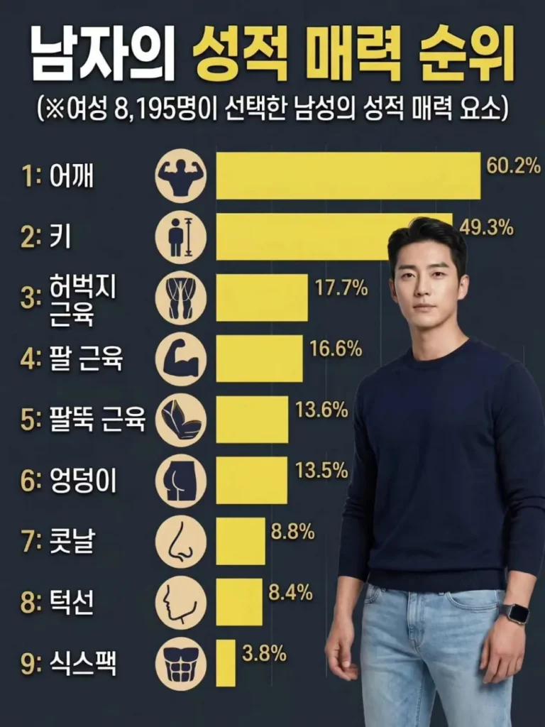 여자들이 선택한 남자의 성적 매력 순위