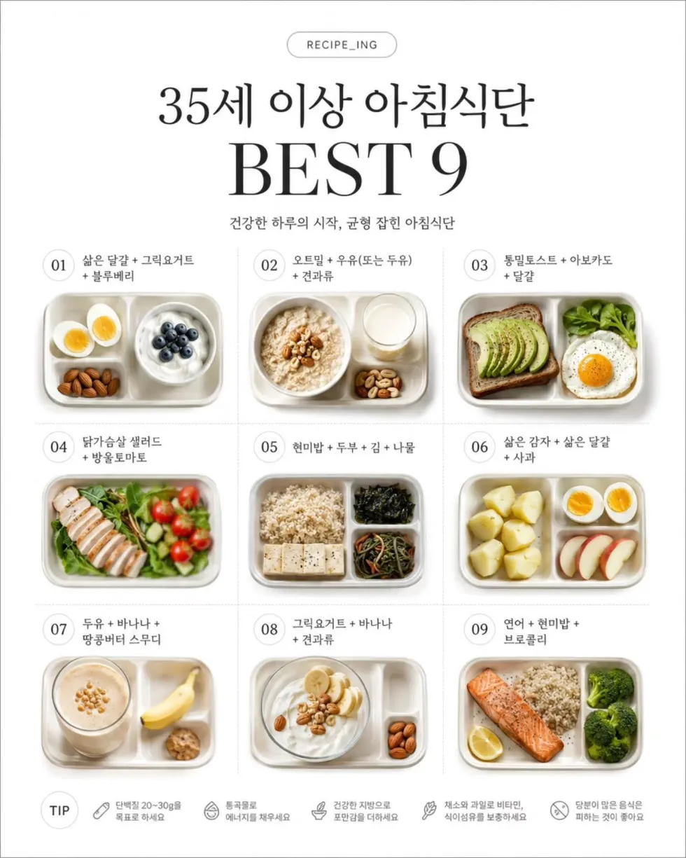 35세 이상을 위한 아침 식단 추천 9가지