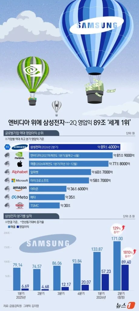 삼성전자 분기 영업이익, 세계 1위 체감