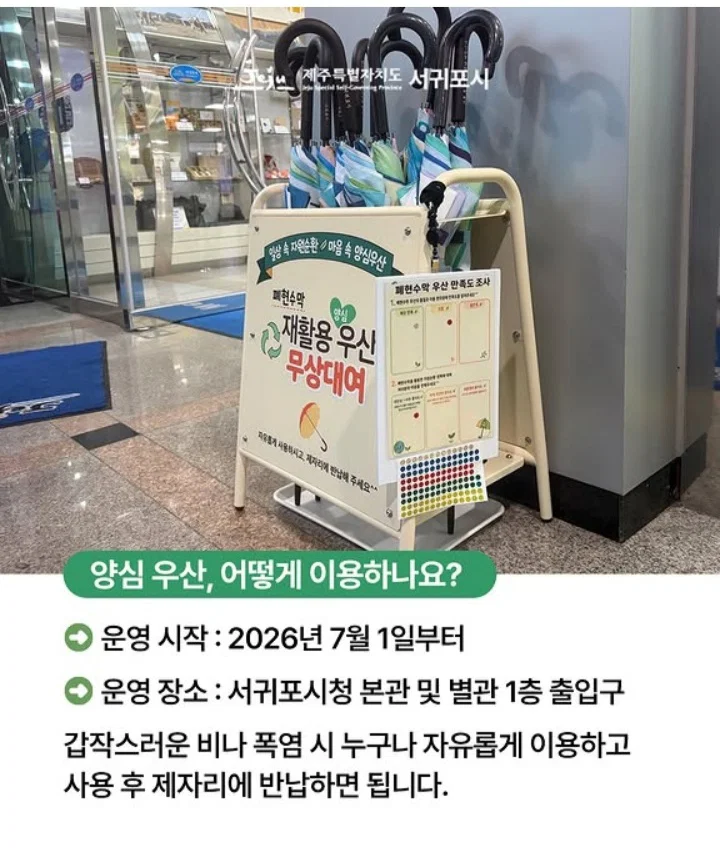 폐현수막으로 만든 양심우산, 서귀포시 이야기