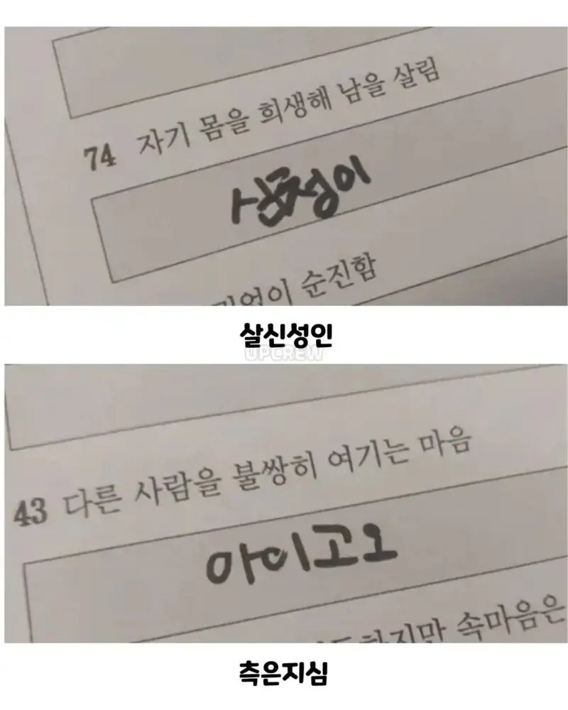 아이들 사자성어 시험 봤어요