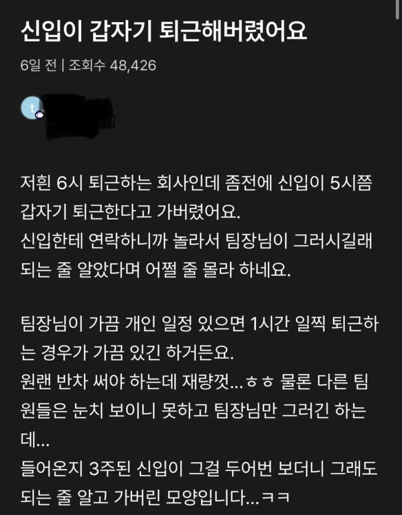 신입, 5시에 퇴근하다