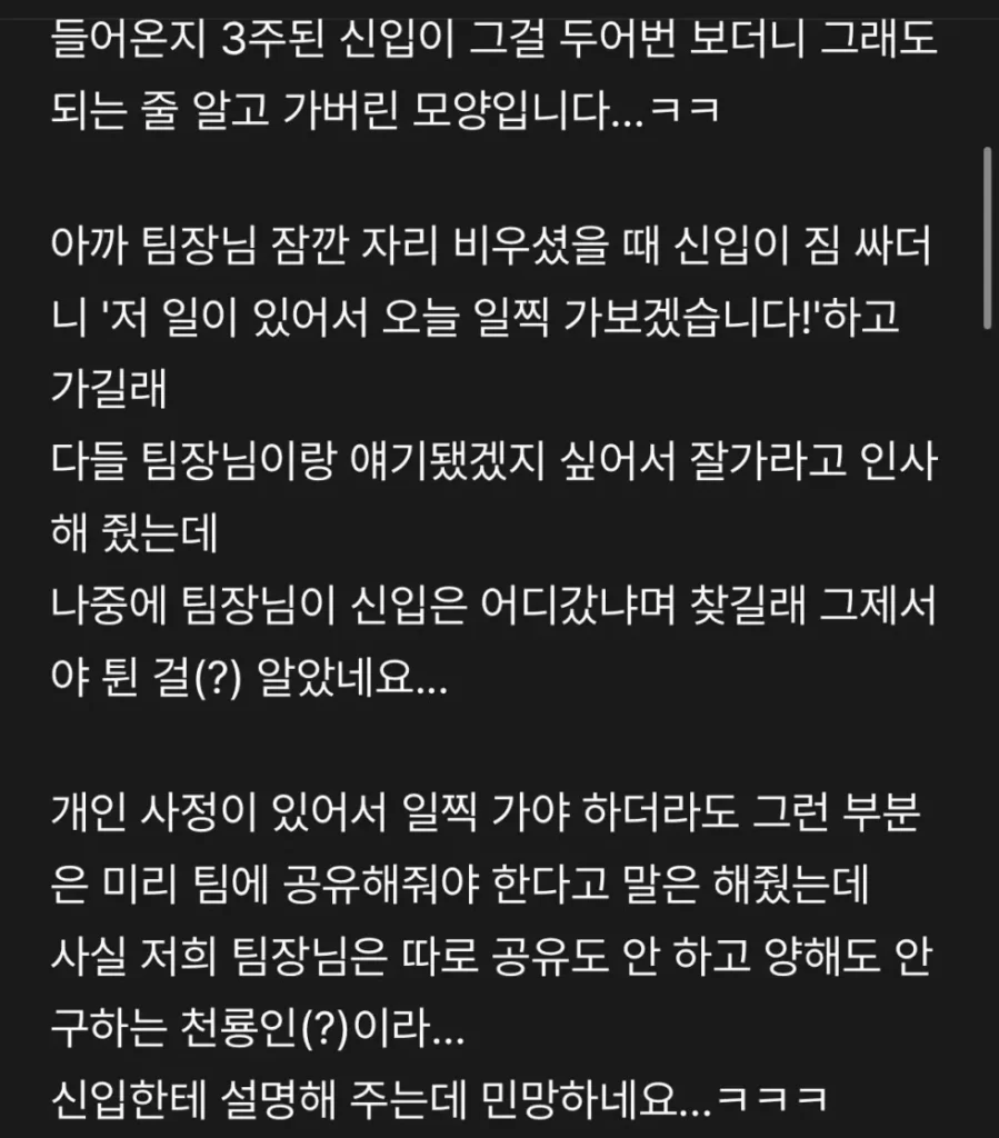 신입, 5시에 퇴근하다