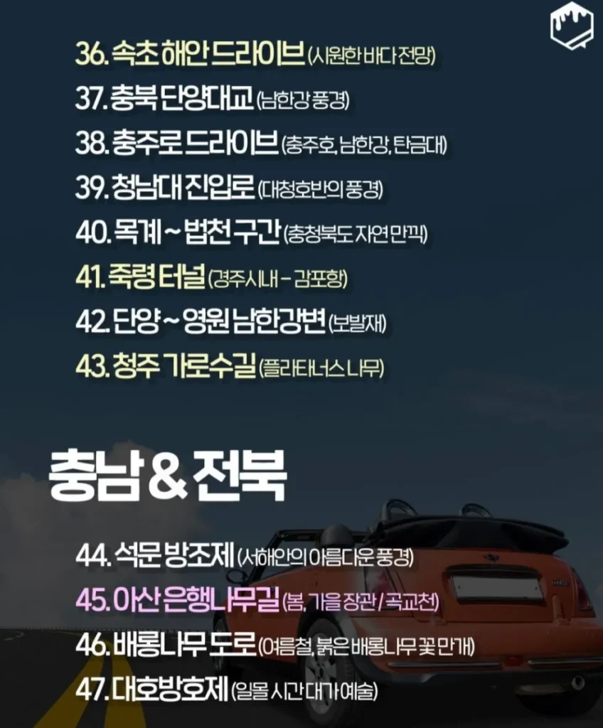 국내 드라이브 코스 추천