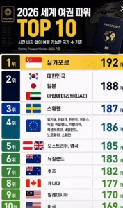 2026년 여권 파워 순위 정보