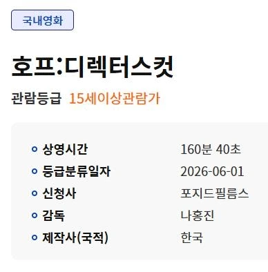 나홍진 감독의 '호프', 감독판 공개 예정