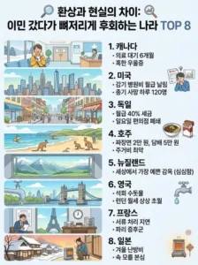 이민 후 뼈저리게 후회하는 나라, 최상위 8곳