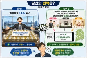 1조원 일시불 수령 vs 경조사 부조금 실시간 수령