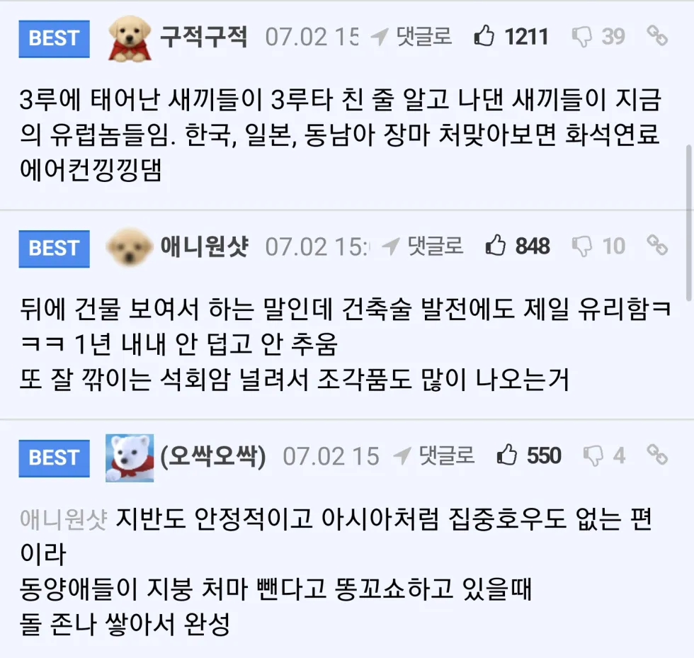 유럽 사람들이 옷을 잘 입는다는 것은 기후 덕분이라는 펨코 회원