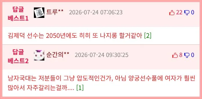 양궁 국가대표팀, 남녀 대항전 펼쳐