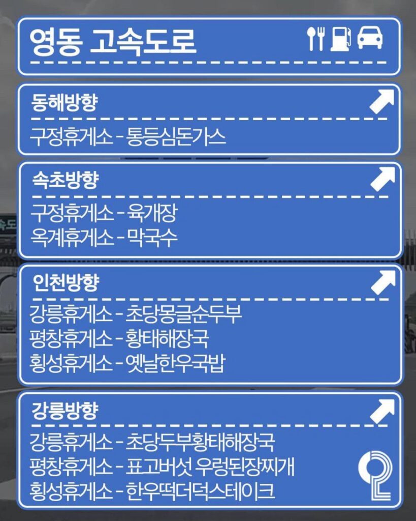 전국 휴게소 맛집 추천 리스트