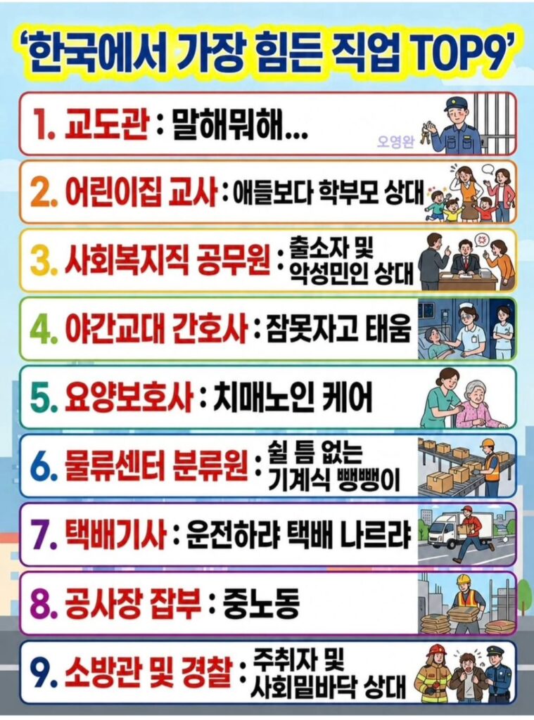 가장 어려운 직업 순위 TOP9