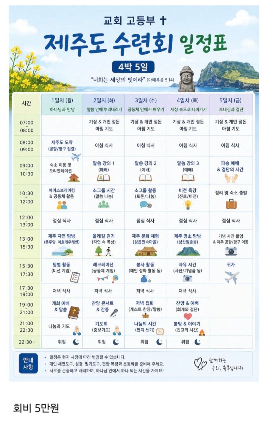 교회 수련회 비용, 합리적인가 vs 과도한가