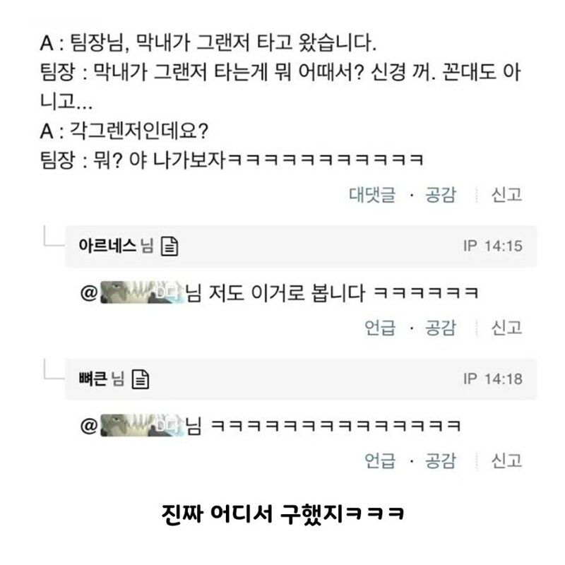 그랜저 신입, 회사에 가져와 화제