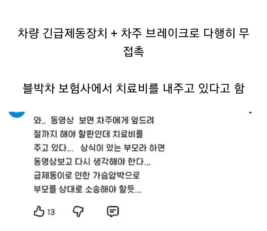 아파트 지하 주차장에서 발생한 비접촉 사고