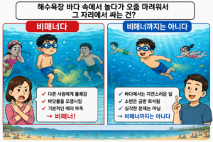 해수욕장 오줌 싸는 행위, 비매너인가 아닌가.jpg