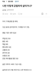 한 달 460만원 지출하는 공무원, 놀랍네요