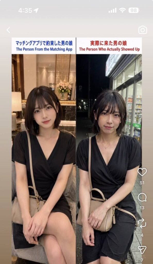 인스타 사진과 실물, 일본에서 큰 화제