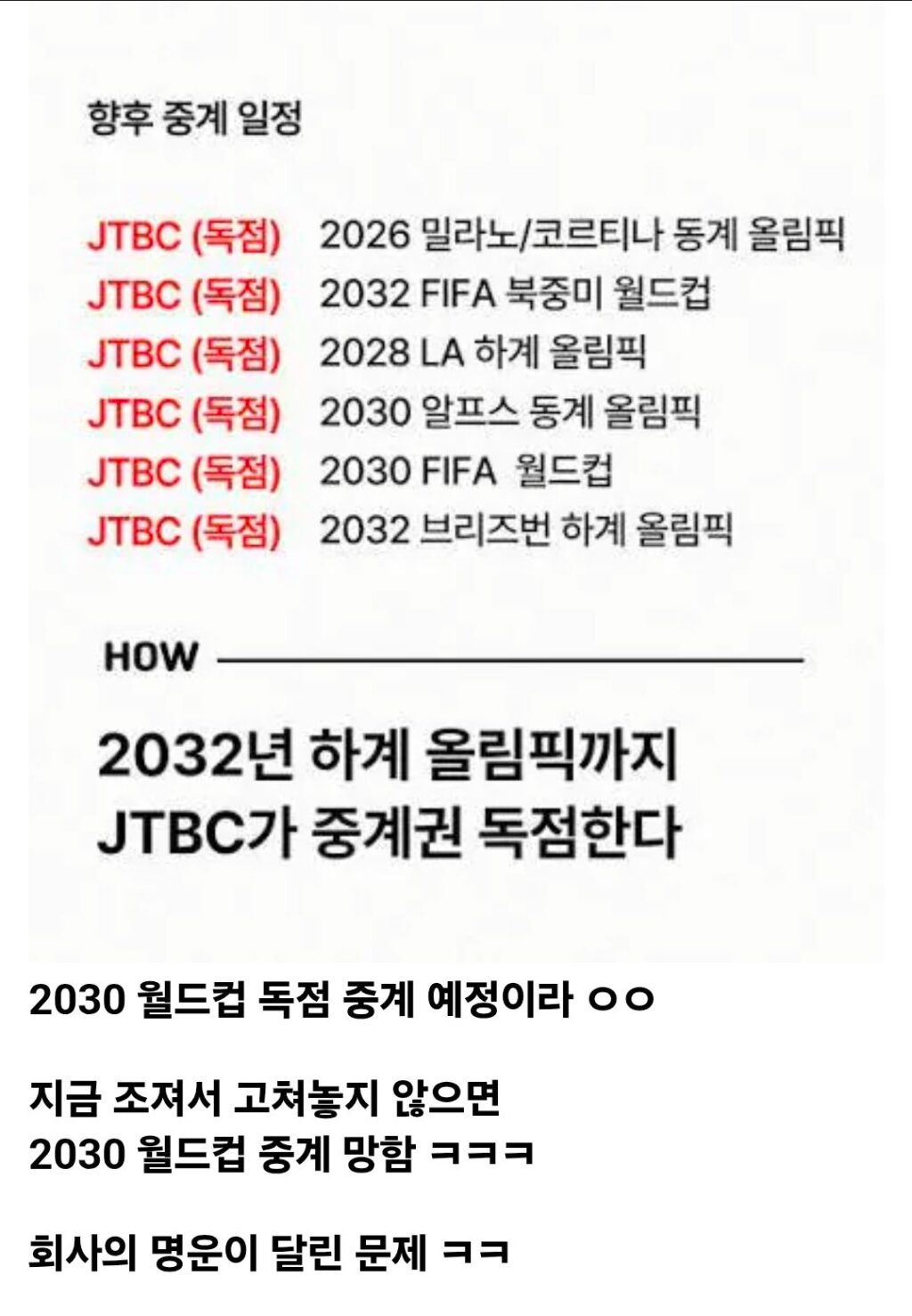 JTBC, 축협 비판하는 이유 ㅋㅋㅋ