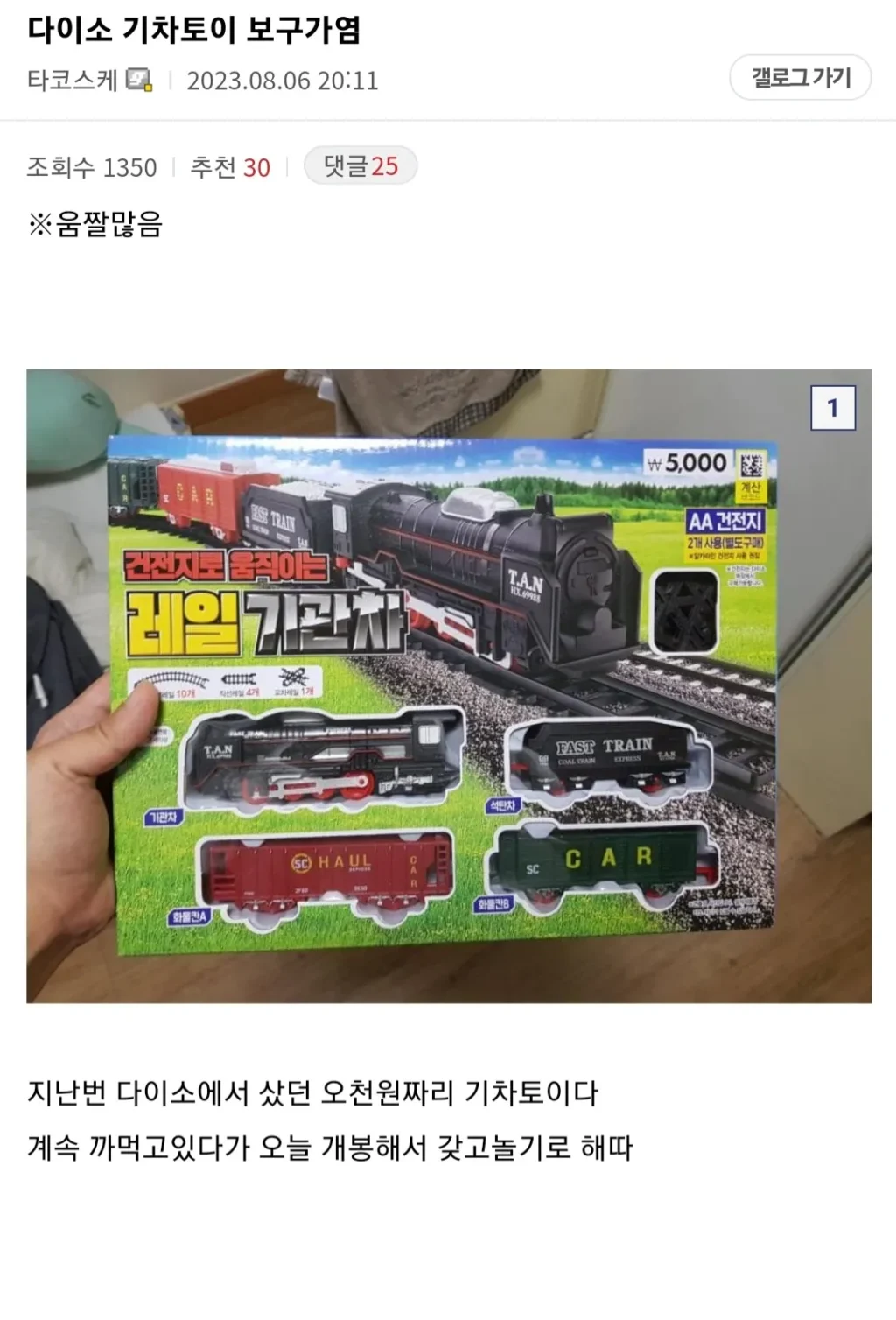 다이소 5천원 기차 장난감, 그 수준은?