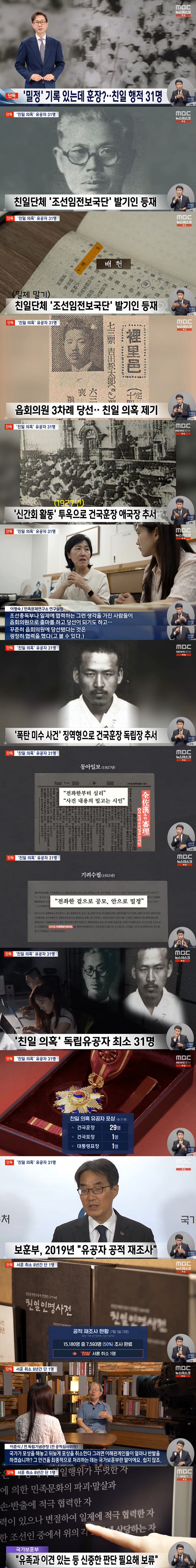 '매국노 의혹' 독립유공자 최소 31명