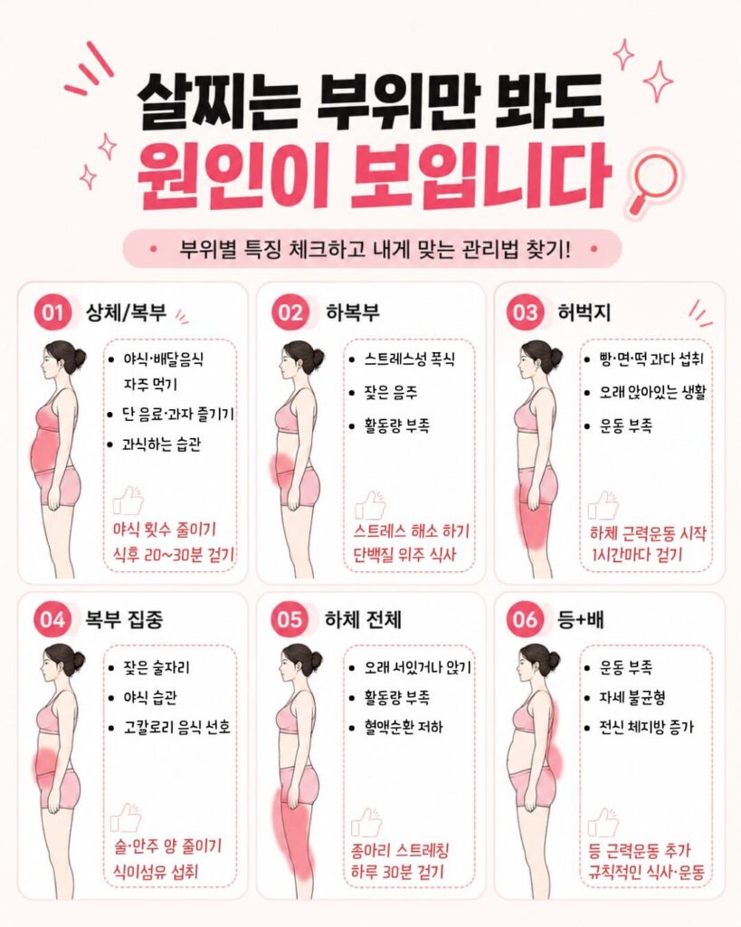 살찌는 부위만 봐도 원인을 알 수 있음