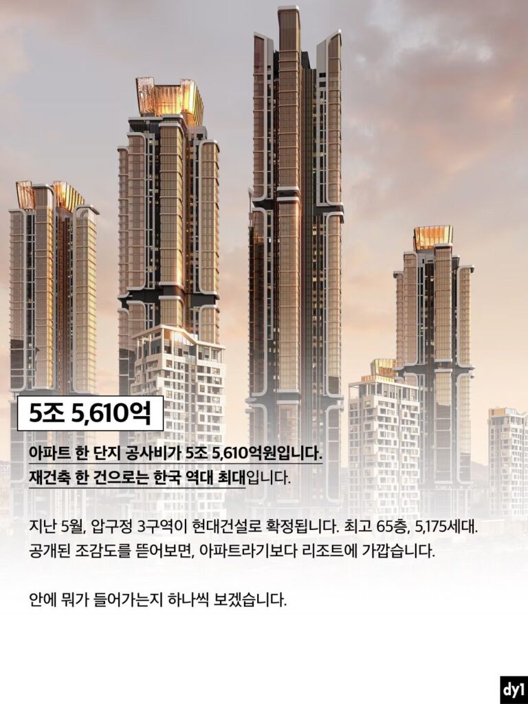 압구정 현대 아파트, 5.6조원 달하는 공사비
