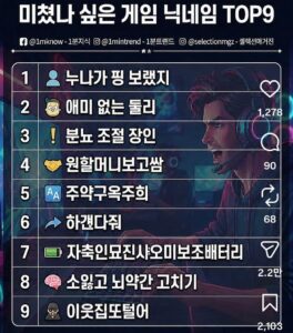 미쳤나 싶은 게임 닉네임 TOP 9