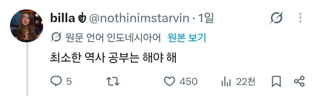 하영 이슈에 일본인 개입, 인도네시아인이 일본인 비난