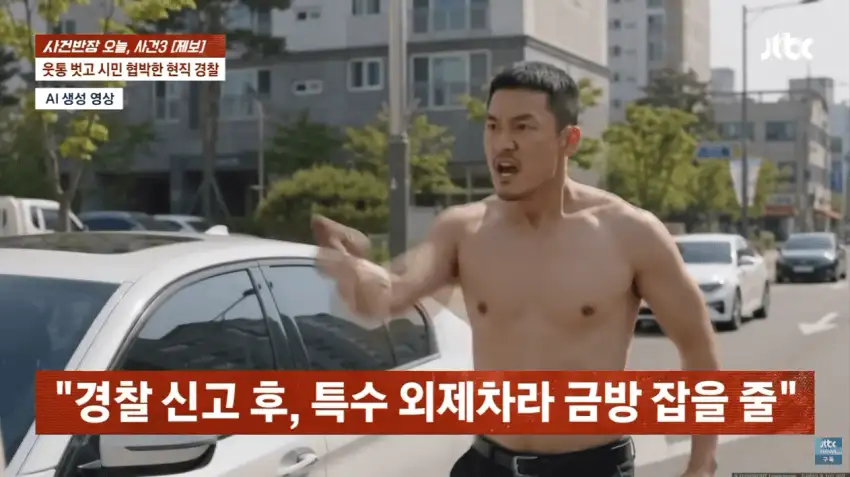시민 협박한 경찰, 웃통 벗고 위협