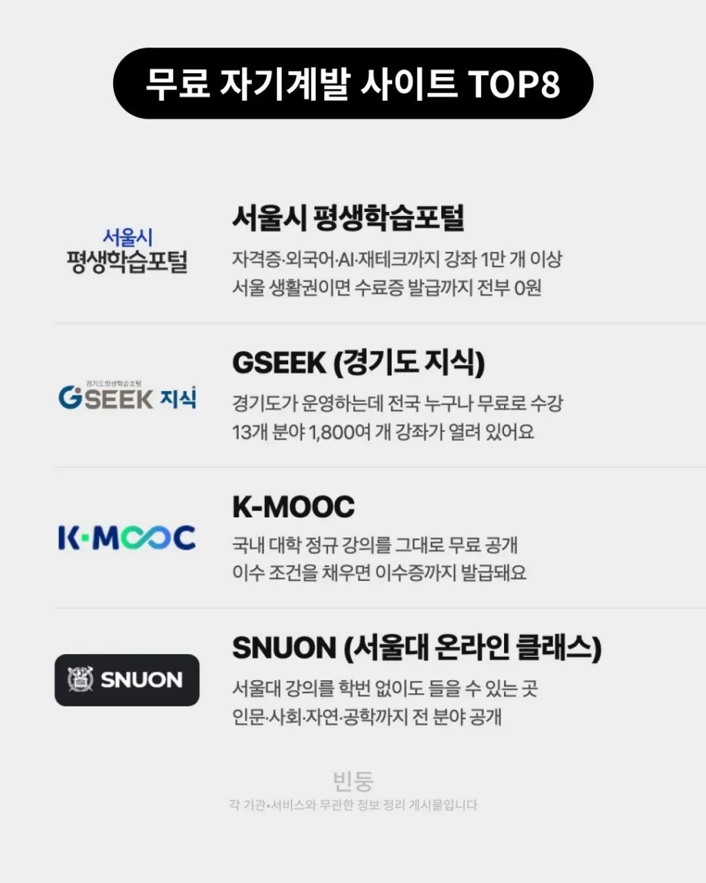 자기계발 무료 사이트 추천 TOP 8